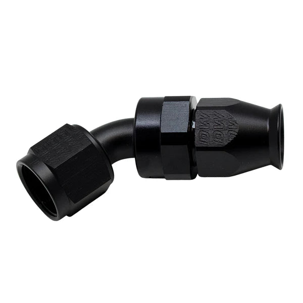 Deatschwerks 8AN Female Swivel 45-Degree Hose End PTFE (Incl 1 Olive Insert), Anodized Matte Black