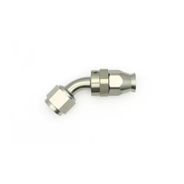 Deatschwerks 8AN Female Swivel 45-Degree Hose End PTFE (Incl 1 Olive Insert), Anodized DW Titanium