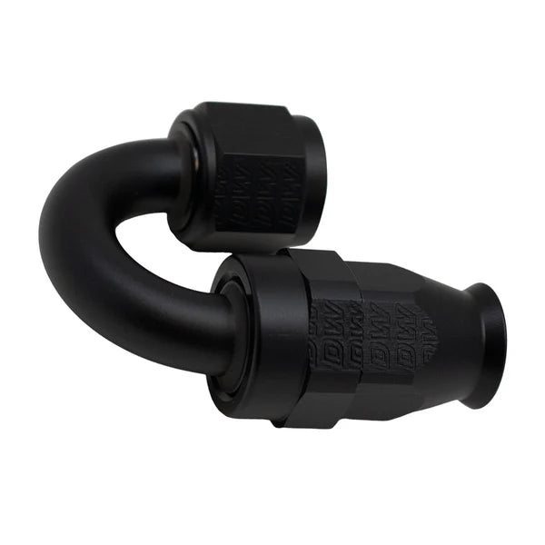 Deatschwerks 8AN Female Swivel 180-Degree Hose End PTFE (Incl 1 Olive Insert), Anodized Matte Black