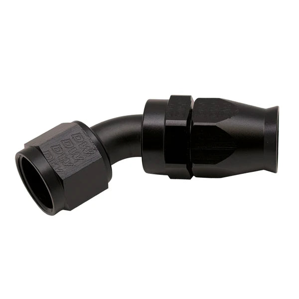 Deatschwerks 10AN Female Swivel 45-Degree Hose End PTFE (Incl 1 Olive Insert), Anodized Matte Black
