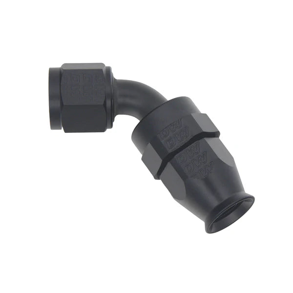 Deatschwerks 8 AN Female Flare Swivel (Incl Ferule/Olive) 60-Degree Hose End PTFE, Anodized Matte Black