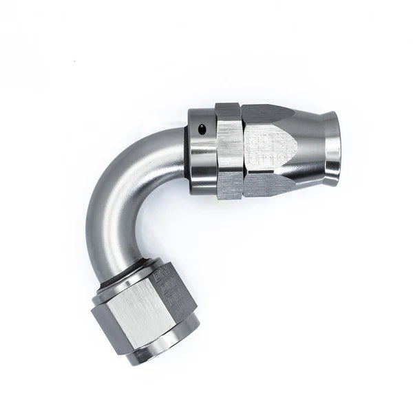 Deatschwerks 10AN Female Flare Swivel (Incl Ferule/Olive) 120-Degree Hose End PTFE, Anodized DW Titanium