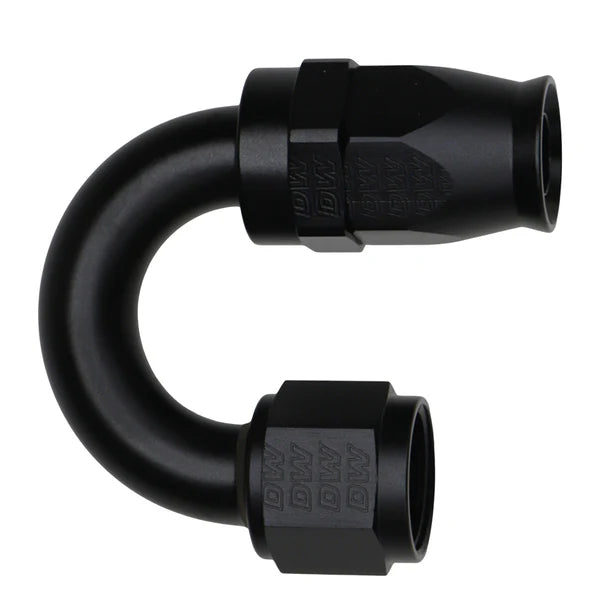 Deatschwerks 10AN Female Flare Swivel (Incl Ferule/Olive) 180-Degree Hose End PTFE, Anodized Matte Black