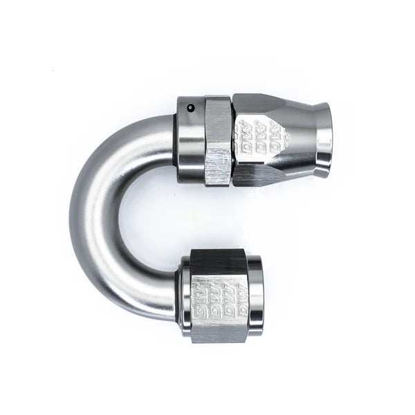 Deatschwerks 10AN Female Flare Swivel (Incl Ferule/Olive) 180-Degree Hose End PTFE, Anodized DW Titanium
