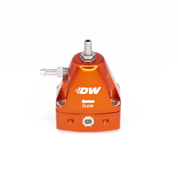 Deatschwerks DWR1000iL in-line adjustable fuel pressure regulator, universal fitment - orange