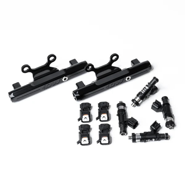 Deatschwerks Subaru top feed fuel rail upgrade kit with 750cc injectors for MPFI WRX 2002-2014, STI 2007-2015, and Legacy GT 2007-2012