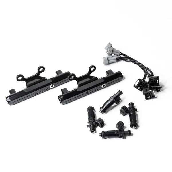 Deatschwerks Subaru top feed fuel rail upgrade kit with 1200cc injectors for MPFI WRX 2002-2014, STI 2007-2015, and Legacy GT 2007-2012