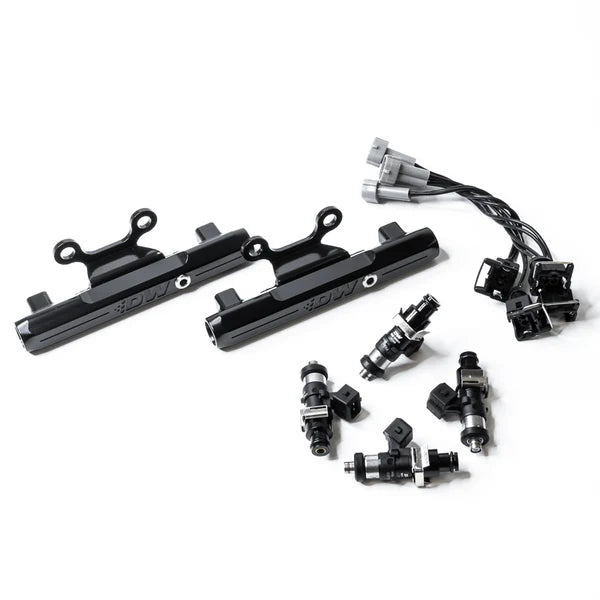 Deatschwerks Subaru top feed fuel rail upgrade kit with 1500cc injectors for MPFI WRX 2002-2014, STI 2007-2015, and Legacy GT 2007-2012