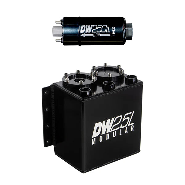 Deatschwerks 2.5L modular surge tank, universal. Includes 1 250iL In-line Fuel Pump