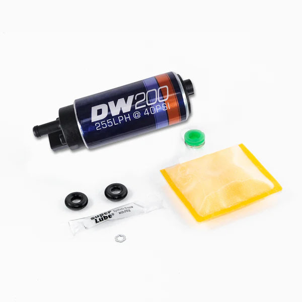 Deatschwerks DW200 series, 255lph in-tank fuel pump w/ install kit for Eclipse (turbo AWD) 95-98 and EVO 8/9 2003-2006