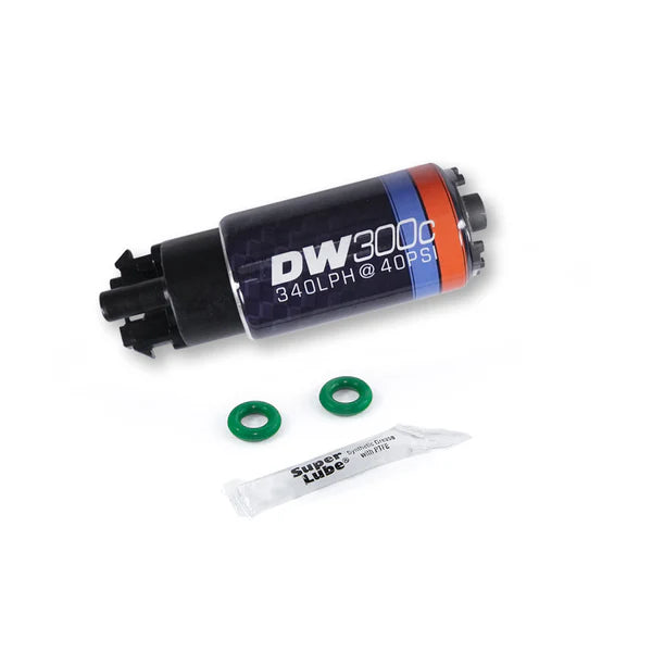 Deatschwerks DW300C series, 340lph compact fuel pump w/ mounting clips w /Install Kit for R35 GTR 2009-2021. *Two req
