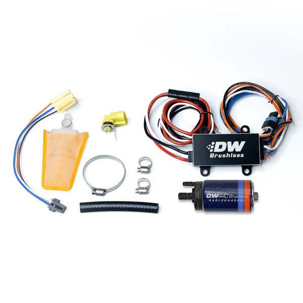 Deatschwerks 440lph in-tank brushless fuel pump + PWM controller w/ 9-0903 install kit for 1989-2005 Mazda Miata MX-5, and 1993-2007 Subaru Impreza
