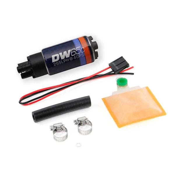 Deatschwerks DW65C series, 265lph compact fuel pump without mounting clips w/ universal install kit