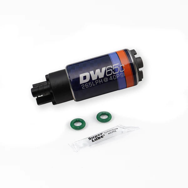 Deatschwerks DW65C series, 265lph compact fuel pump without mounting clips w /install kit for RSX 02-06,Civic 01-05, MX5 2006-2015