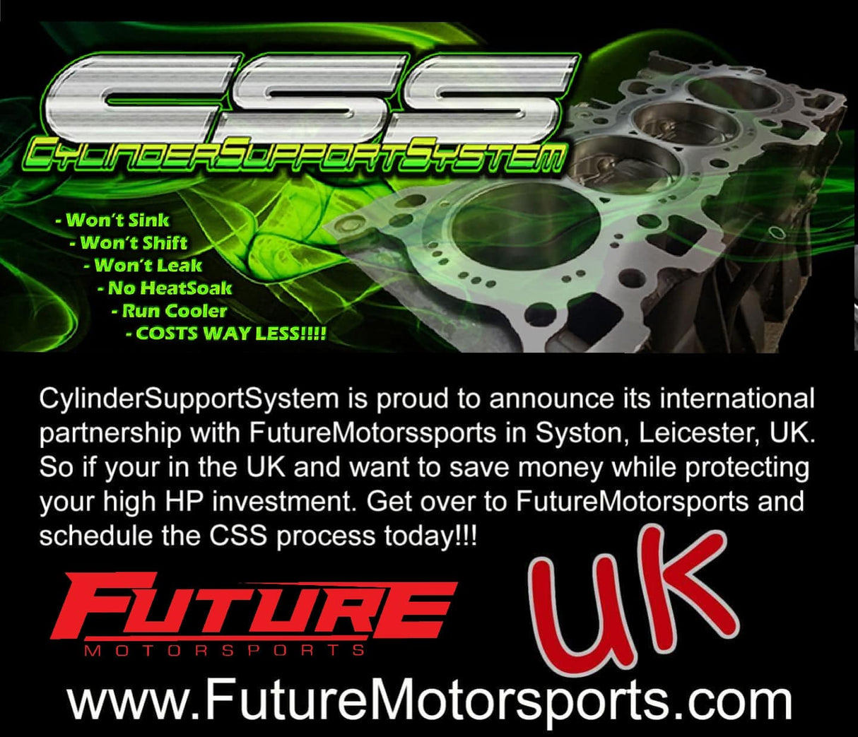 CNC Werx Cylinder Support System Honda B, K, D, F Series - Future Motorsports - - CNC Werx - Future Motorsports