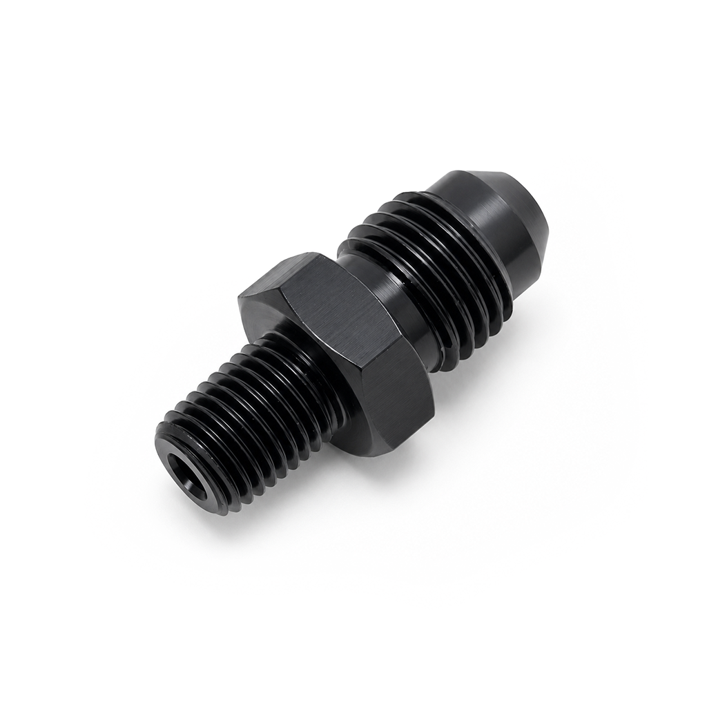 PHR PowerHouse Racing 1/16 NPT male to -4AN Male hose barb, Straight, Aluminum, Anodized Black