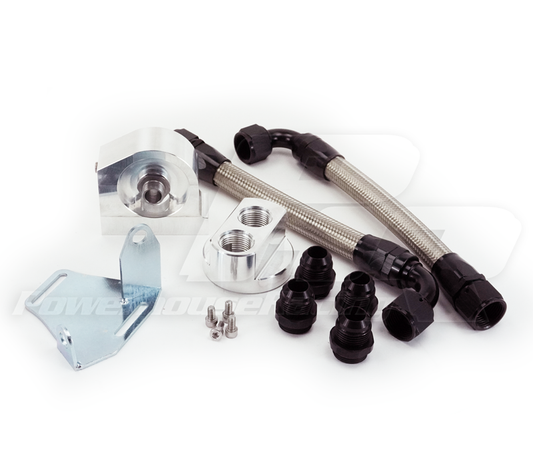 PHR XTM Oil Filter Relocation Kit
- Use with Factory Cooler
- Stainless braided hose with black hose ends