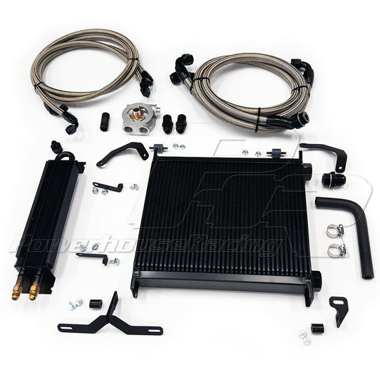 PHR 40 Row Oil Cooler Kit for 1993-98 Supra - Stainless braided lines