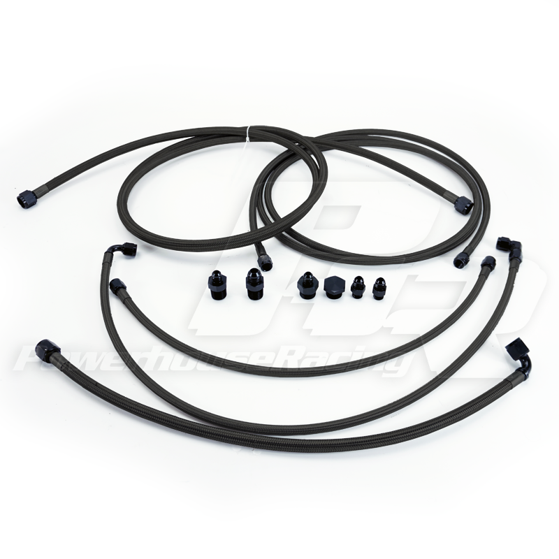 PHR E85 Fuel Line Kit for 1993-1998 MKIV Supra - Dual -8 feed
- -6 return
- Black coated stainless braided Teflon line