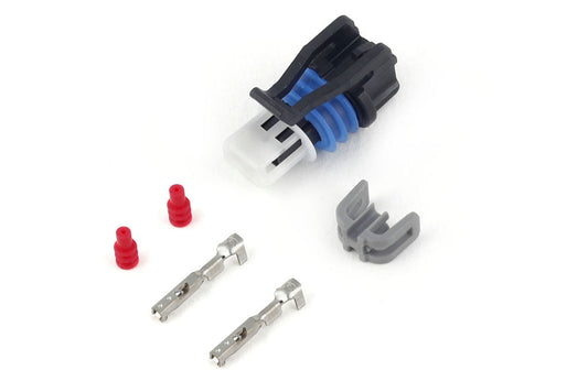 Haltech Plug and Pins Only - Delphi 2 Pin GM style Air Temp Connector (Grey) Suits: HT-010200 - Air Temp Sensor - Small Thread