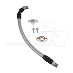 PowerHouse Racing (PHR) Turbo Oil Drain Kit for RHD Supra - Stainless braided line with black hose ends