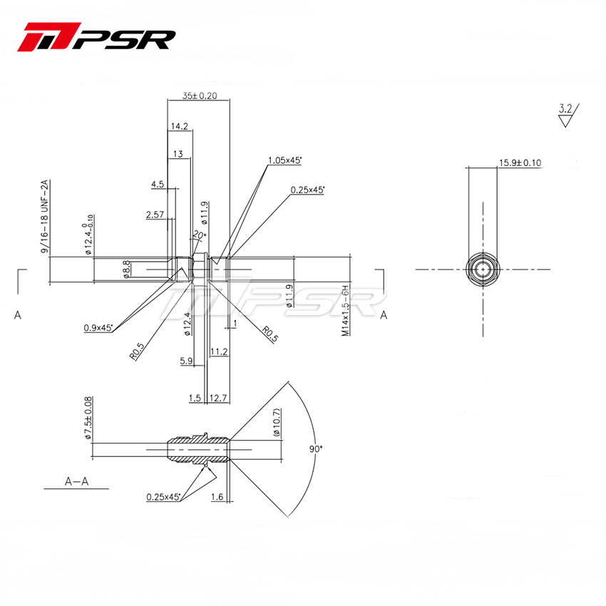 PSR Turbo Water Cooling Fitting Kit -6 AN for PSR28 PSR30 PSR35 GEN I/II PSR3584RS PSR25G PSR30G PSR35G PSR42G