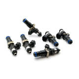 Deatschwerks Set of 6 high impedance 2200cc injectors for Toyota Supra TT 93-98. For top feed conversion, 14mm O-ring.