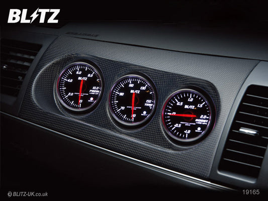 Blitz Carbon Panel - 3 x 52mm SD Gauges with Attachment Plate - Evo X