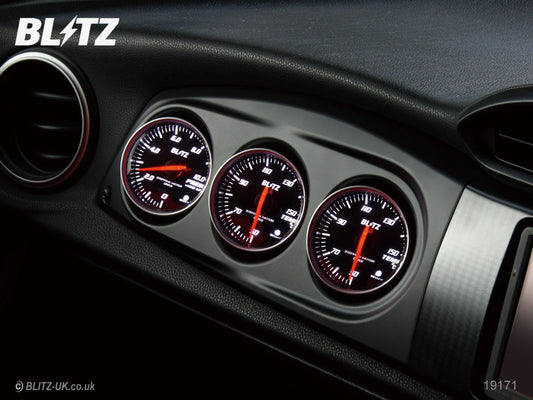 Blitz Racing Meter Panel - Black + Temp, Temp & Pressure SD Gauges - GT86 & BRZ