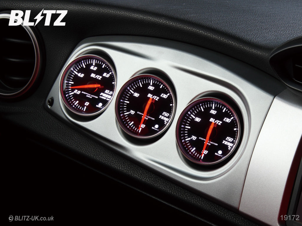 Blitz Racing Meter Panel - Silver + Boost, Temp & Pressure Red SD Gauges - GT86 & BRZ