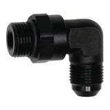 Deatschwerks 8AN ORB Male Swivel to 8AN Male Flare 90-Degree Fitting, Anodized Matte Black