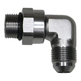 Deatschwerks 8AN ORB Male Swivel to 8AN Male Flare 90-Degree Fitting, Anodized DW Titanium