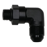 Deatschwerks 6AN ORB Male Swivel to 8AN Male Flare 90-Degree, Anodized Matte Black
