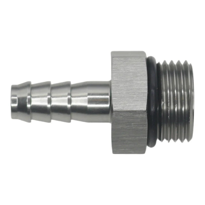 Deatschwerks 8AN ORB Male to 5/16 Inch Male Triple Barb Fitting (Incl O-Ring), Anodized DW Titanium