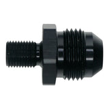Deatschwerks 8AN Male Flare to M10 X 1.0 Male Metric, Anodized Matte Black