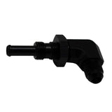 Deatschwerks 6AN Male Flare to 5/16 Inch Male Barb Bulkhead Adapter 90-Degree (Incl Nut), Anodized Matte Black