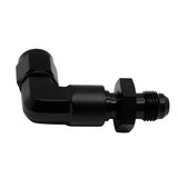Deatschwerks 6AN Female Flare Swivel to 6AN Male Flare 90-Degree Bulkhead, Extended Length, Include Nut, Anodized Matte Black