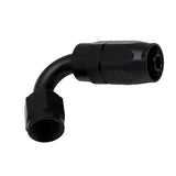 Deatschwerks 6 AN Female Flare Swivel 120-Degree Hose End CPE, Anodized Matte Black