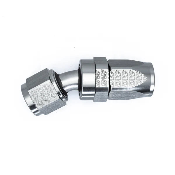 Deatschwerks 8 AN Female Flare Swivel 30-Degree Hose End CPE, Anodized DW Titanium