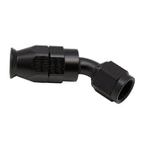 Deatschwerks 6AN Female Swivel 45-Degree Hose End PTFE (Incl 1 Olive Insert), Anodized Matte Black