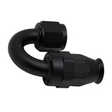 Deatschwerks 8AN Female Swivel 180-Degree Hose End PTFE (Incl 1 Olive Insert), Anodized Matte Black