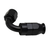 Deatschwerks 6 AN Female Flare Swivel (Incl Ferule/Olive) 120-Degree Hose End PTFE, Anodized Matte Black