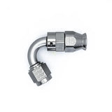 Deatschwerks 6 AN Female Flare Swivel (Incl Ferule/Olive) 120-Degree Hose End PTFE, Anodized DW Titanium
