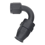 Deatschwerks 8 AN Female Flare Swivel (Incl Ferule/Olive) 120-Degree Hose End PTFE, Anodized Matte Black