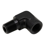 Deatschwerks 90-Degree 1/8 Inch NPT Male to Female 1/8 Inch NPT, Anodized Matte Black