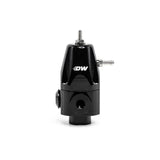 Deatschwerks DWR1000 adjustable fuel pressure regulator, anodized black. Dual -6AN inlet and -6AN outlet. Universal fitment