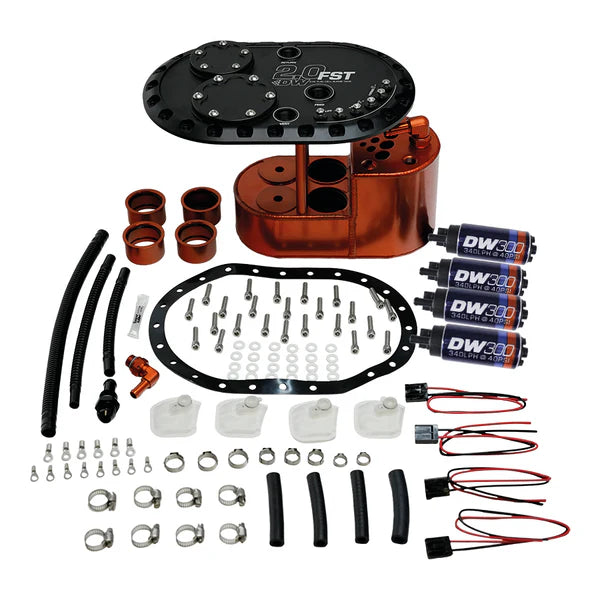 Deatschwerks 2.0L Staged Fuel Cell Surge Tank with 4 DW300 Fuel Pumps, Universal