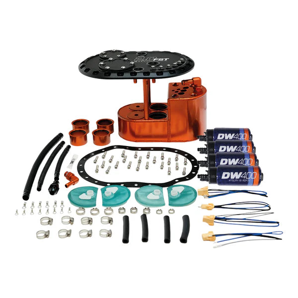 Deatschwerks 2.0L Staged Fuel Cell Surge Tank with 4 DW400 Fuel Pumps, Universal