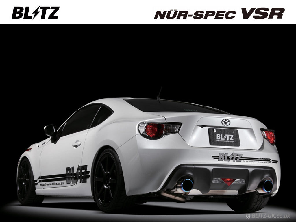 Blitz Nur Spec VSR Exhaust System  - Twin Blue Tailpipes - 62095V - GT86 & BRZ