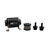 Deatschwerks In-line fuel filter element and housing kit, stainless steel 5 micron, -8AN, 70mm. Universal